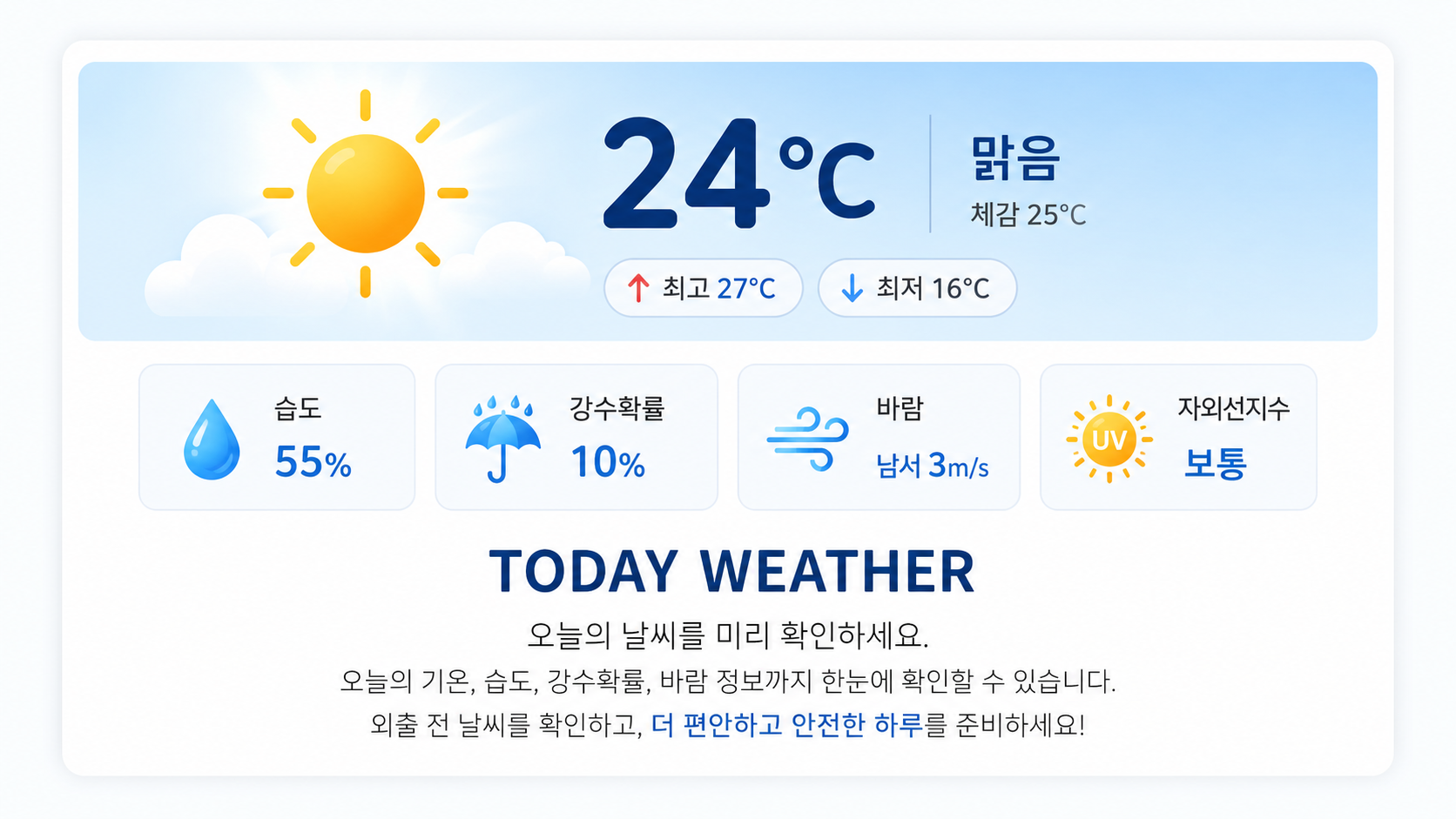 요일별 아이콘과 함께 TODAYWEATHER 소개 이미지
